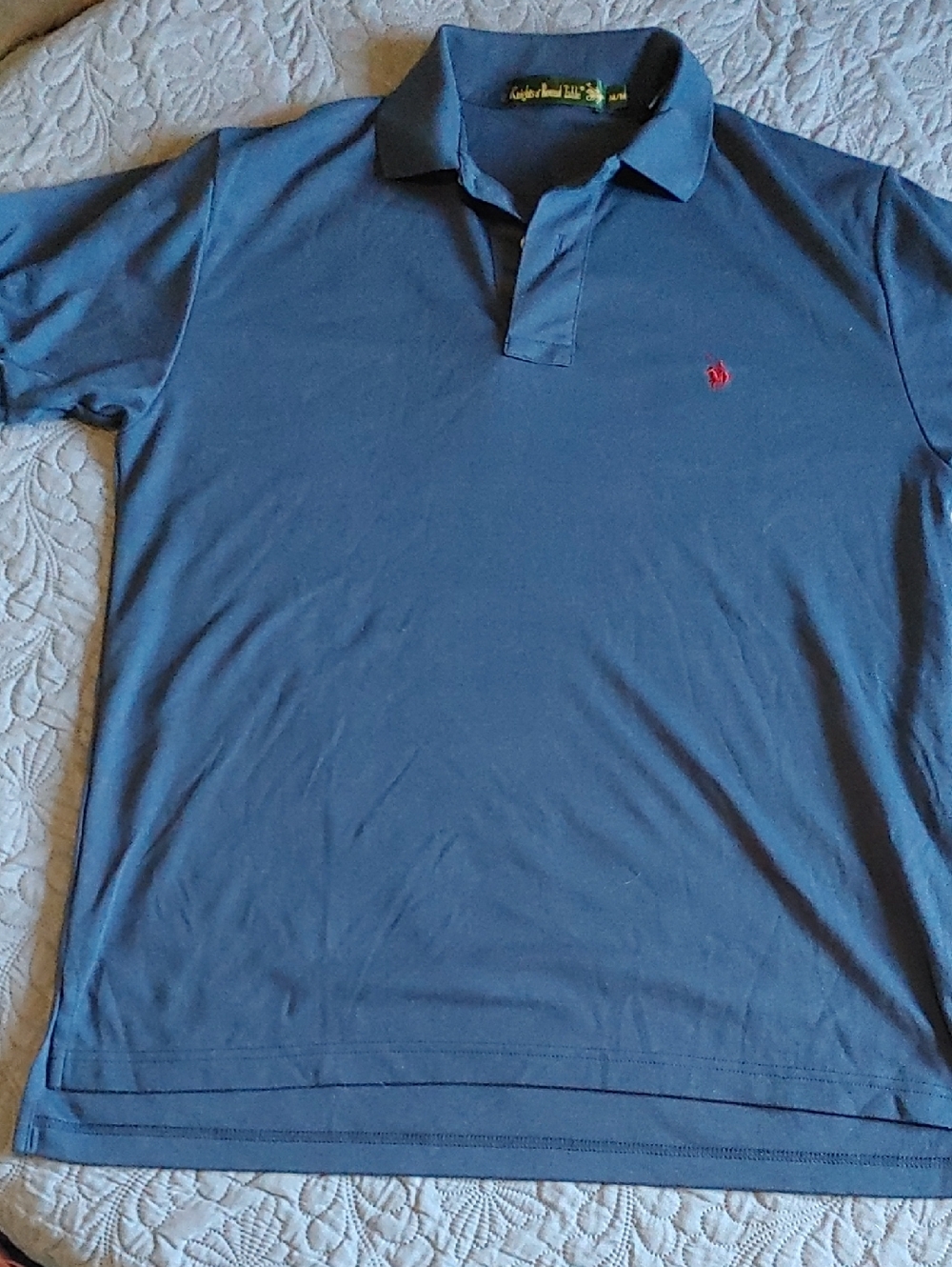 Classic Men's Blue Polo Shirt with Contrast Logo Sz MED